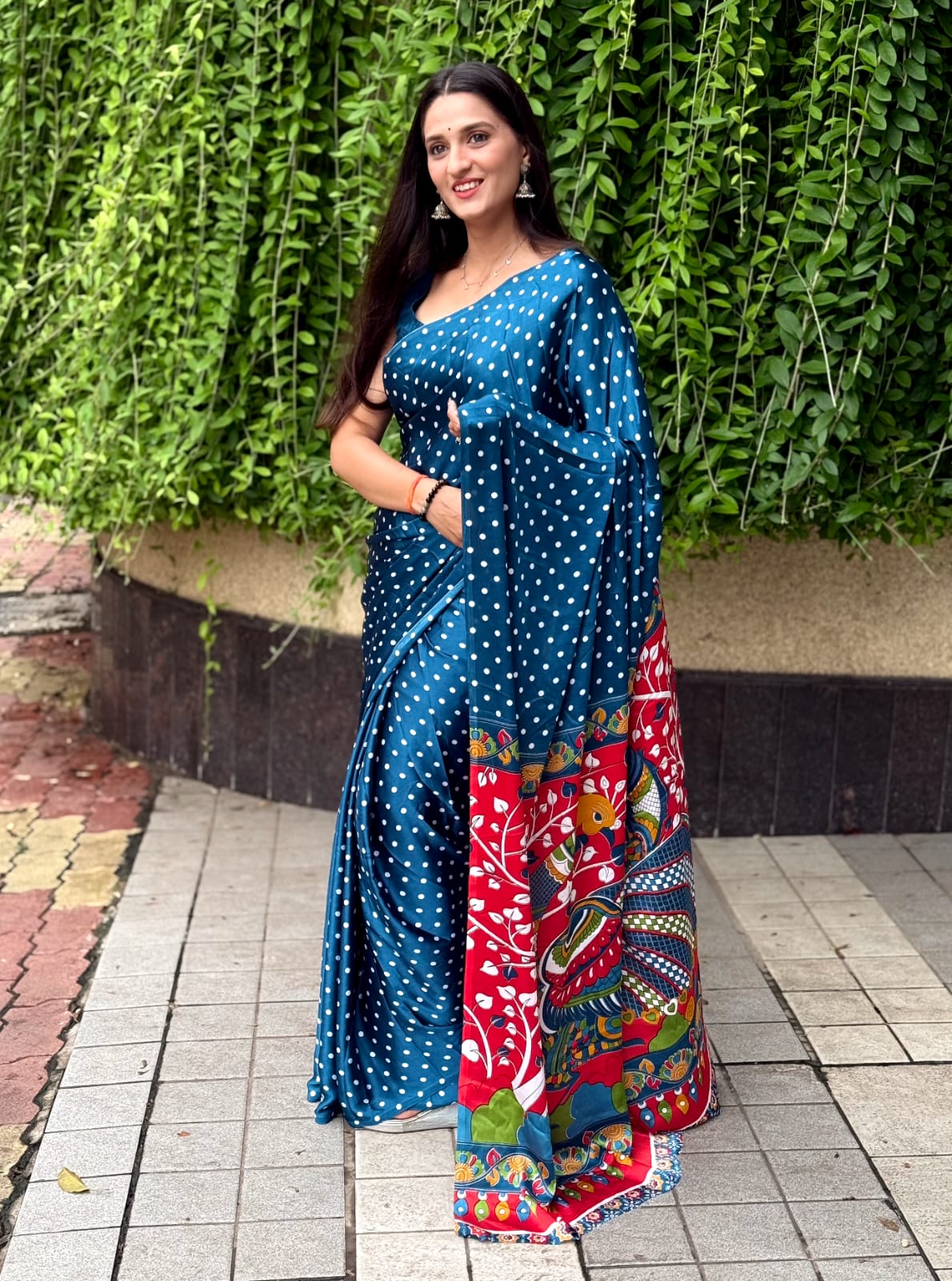 RUNNING GAJI SATIN AJRAK PRINT saree