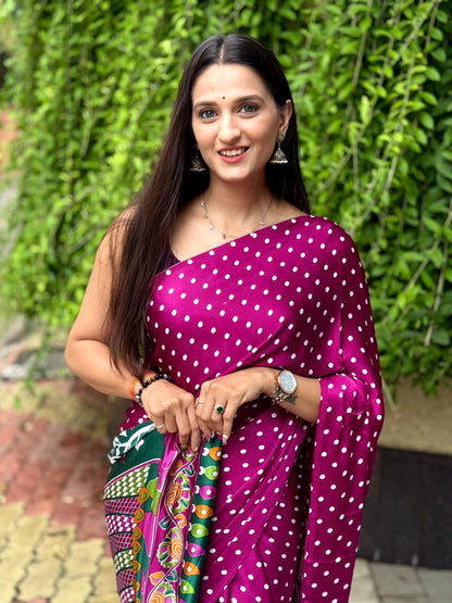 RUNNING GAJI SATIN AJRAK PRINT saree