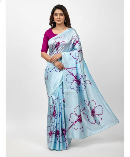 Plain Linen with digital print with tusser