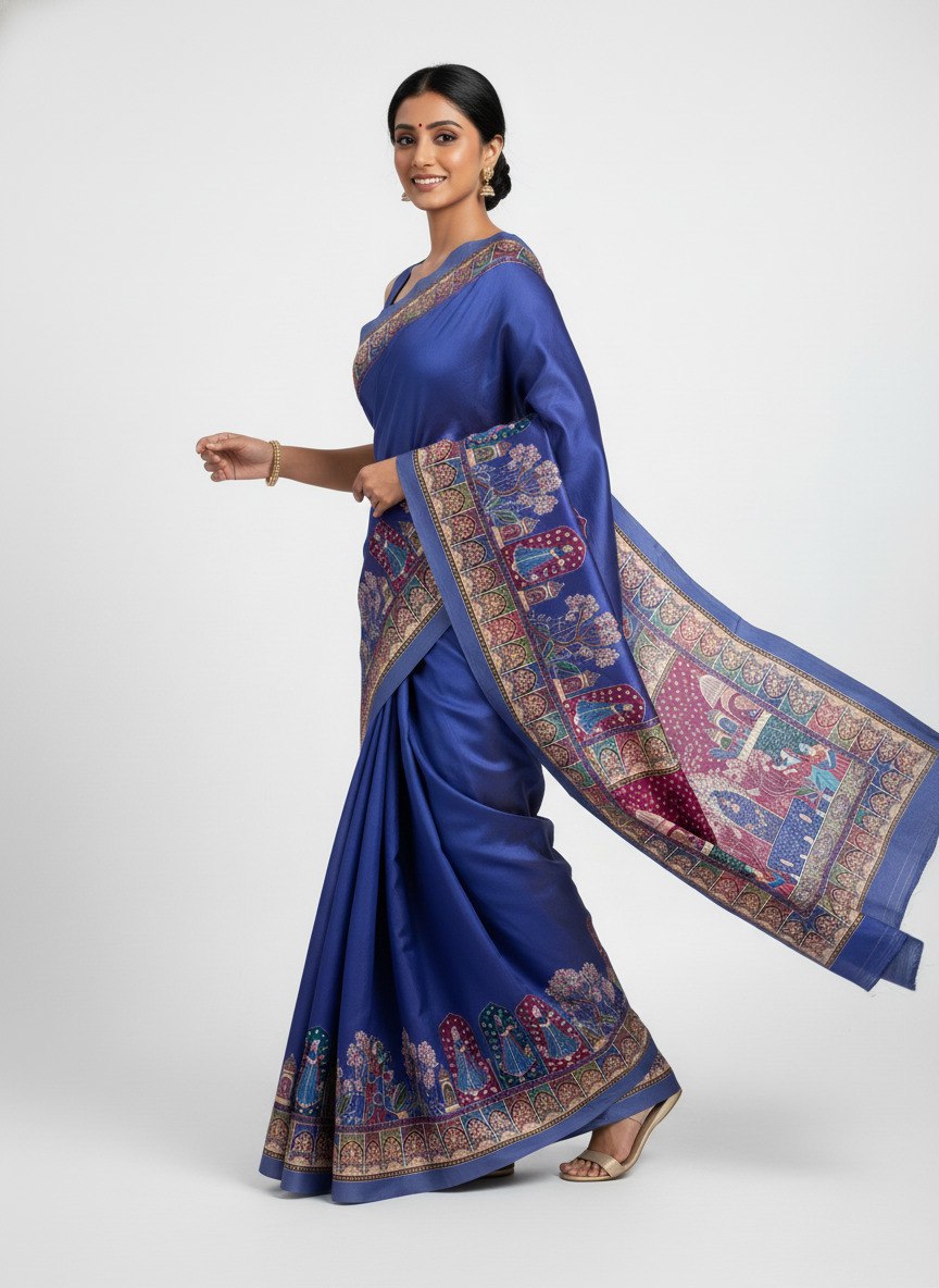 Flower Digital print  saree