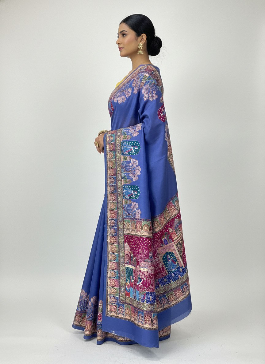 Flower Digital print  saree