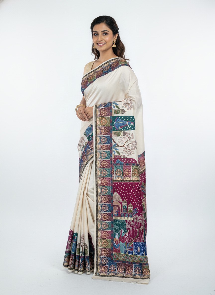 Flower Digital print  saree