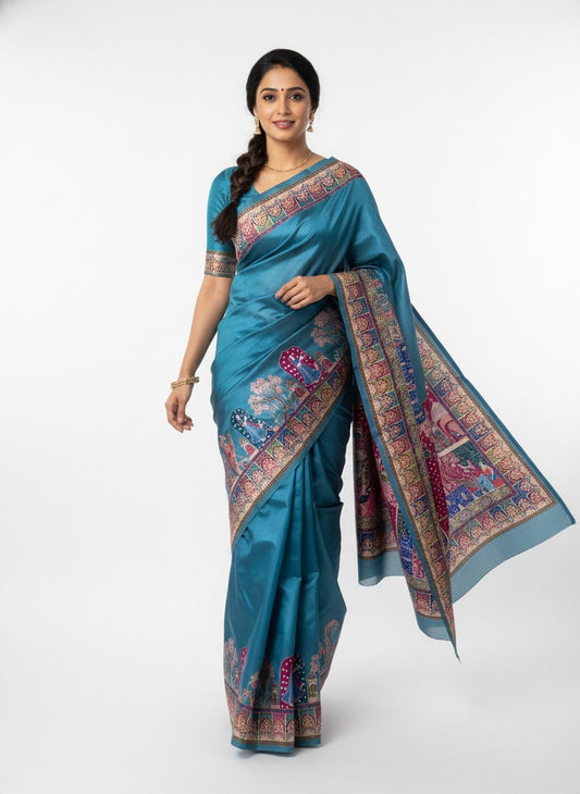 Flower Digital print  saree