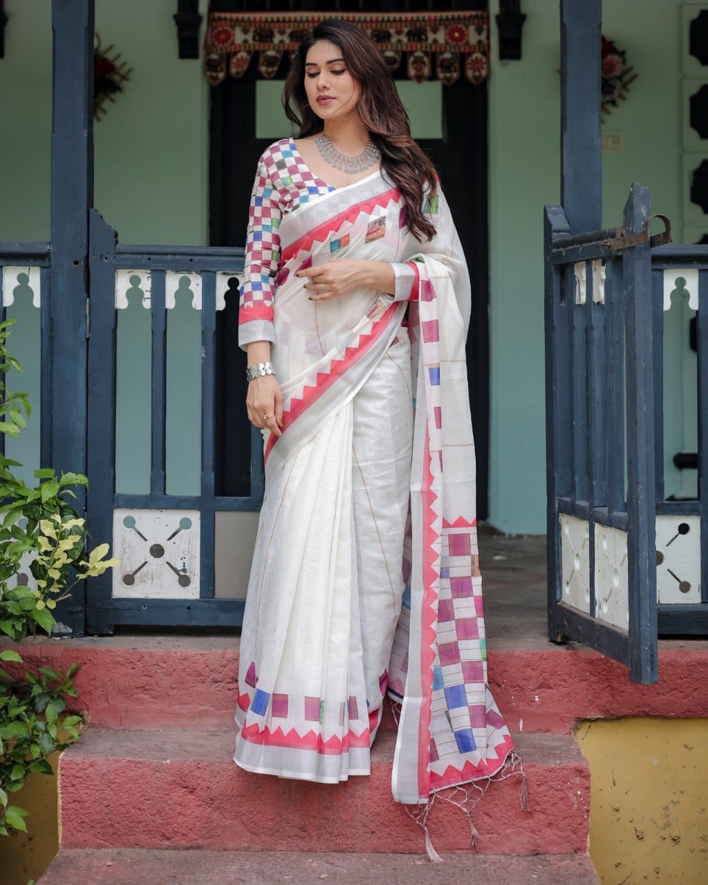 Premium Lilen Cotton Digital Print Saree