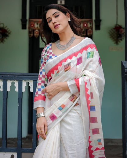 Premium Lilen Cotton Digital Print Saree