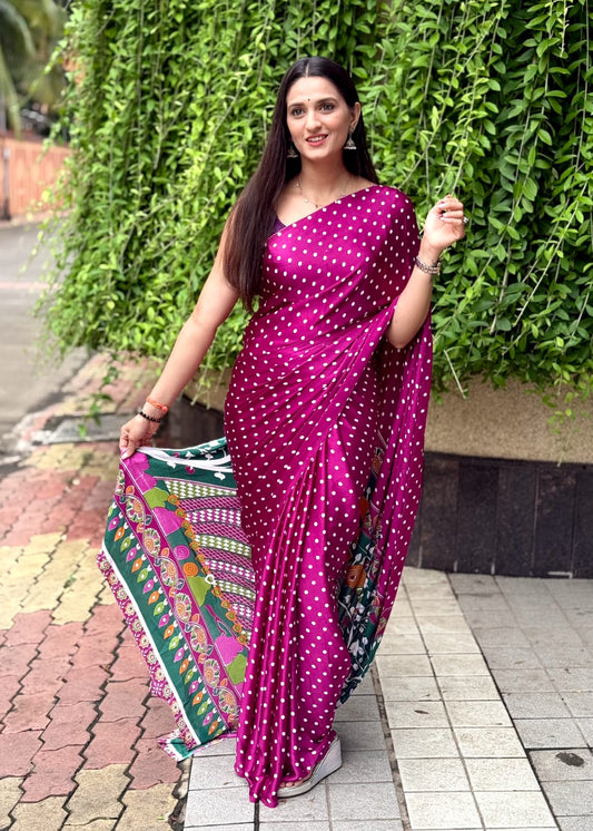 SUPER RICH PURE GAJI SATIN AJRAK SAREE