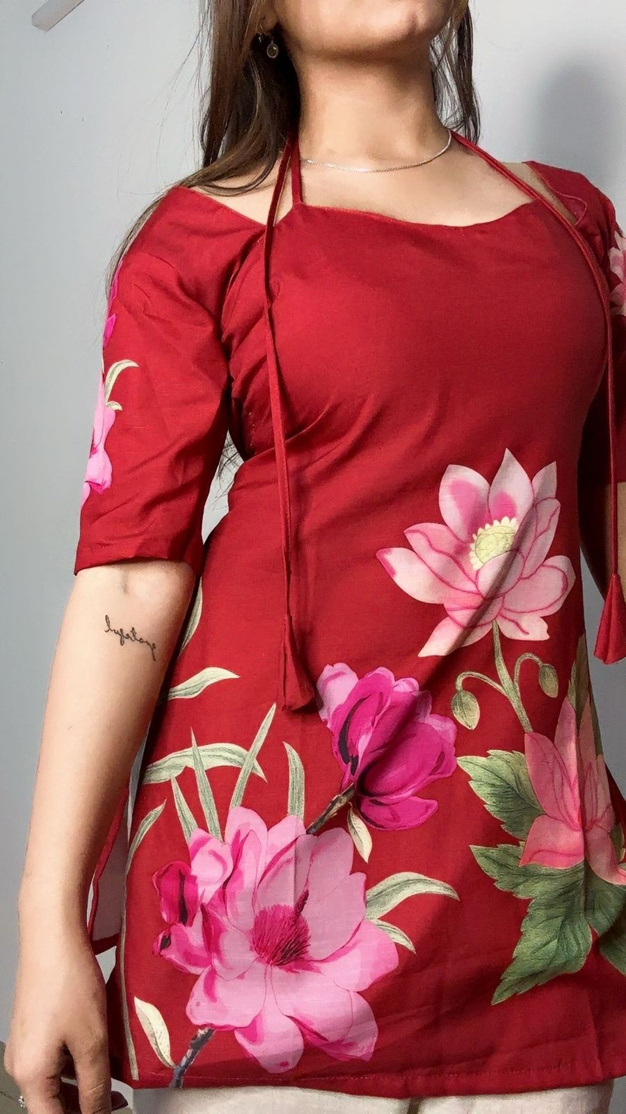 Red Floral Kurti Style Portrait
