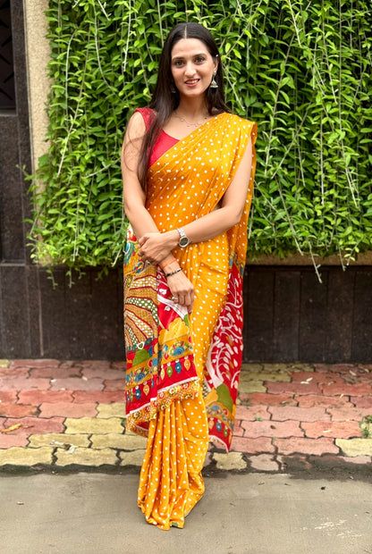 SUPER RICH PURE GAJI SATIN AJRAK SAREE