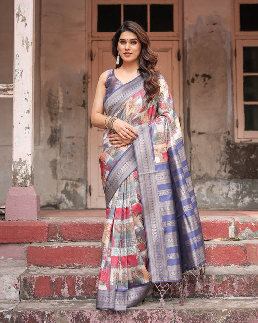 🌟 Exclusive Banarasi Digital Print Silk Saree! 🌟