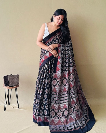 SUPER RICH PURE GAJI SATIN AJRAK SAREE