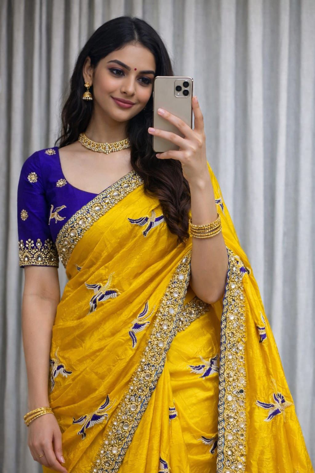 Star George with embroidery work saree