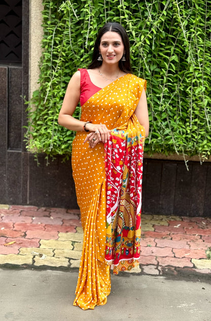 SUPER RICH PURE GAJI SATIN AJRAK SAREE