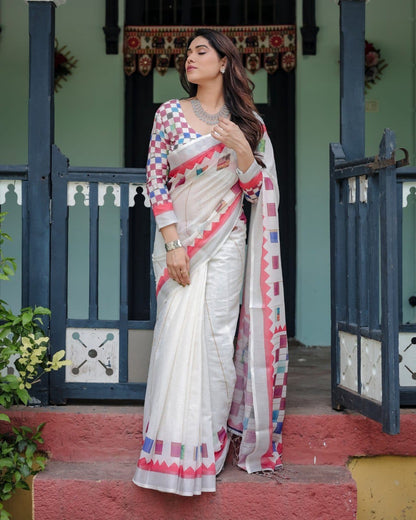 Premium Lilen Cotton Digital Print Saree