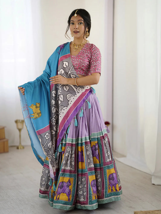 Authentic Kalamkari Art Lehenga | Drape the Heritage