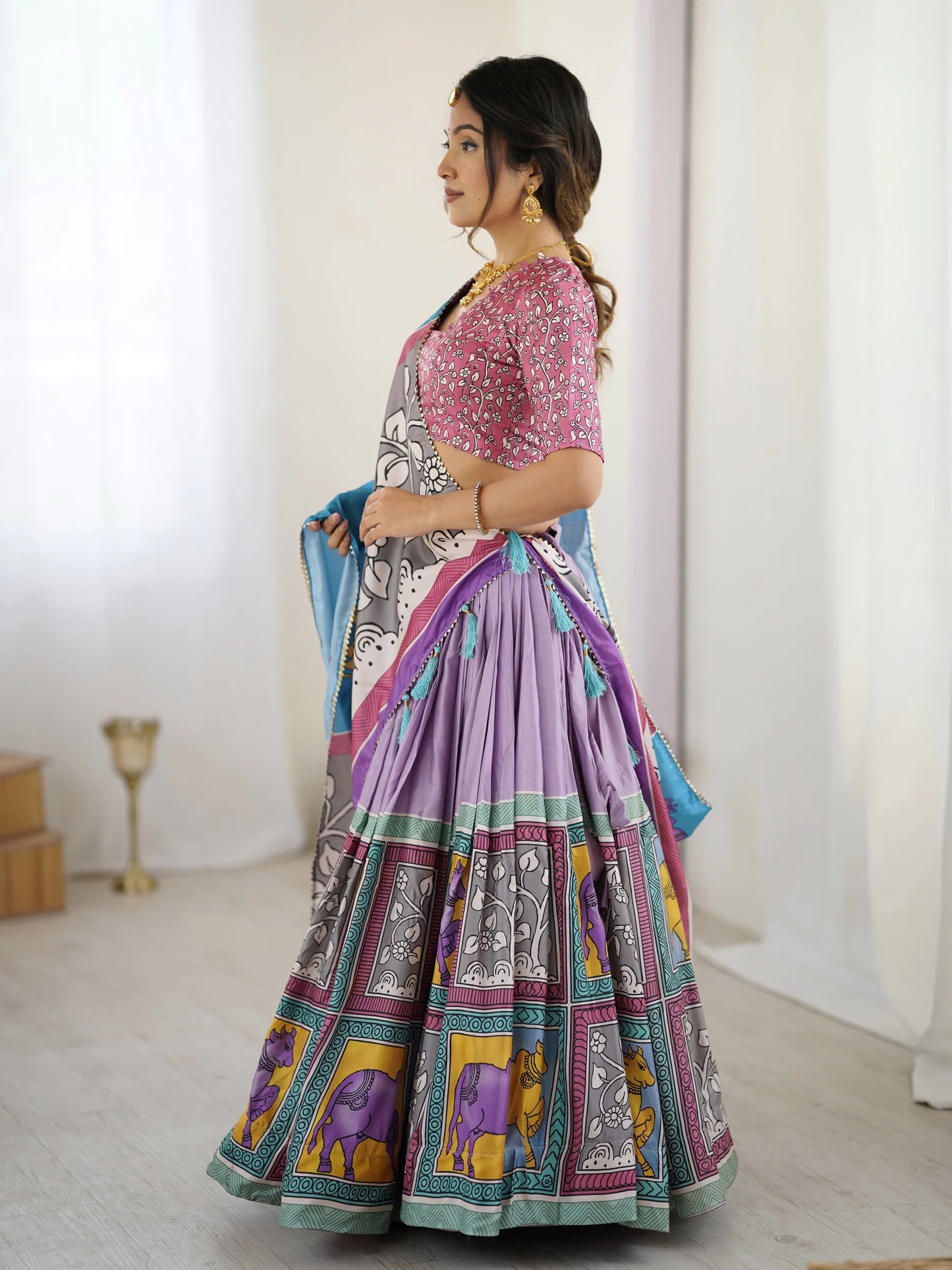 Authentic Kalamkari Art Lehenga | Drape the Heritage