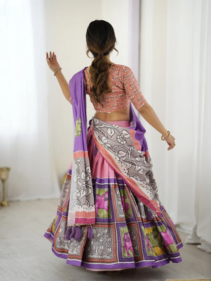 Handcrafted Kalamkari Lehenga with Blouse | Perfect for Festive & Wedding Look