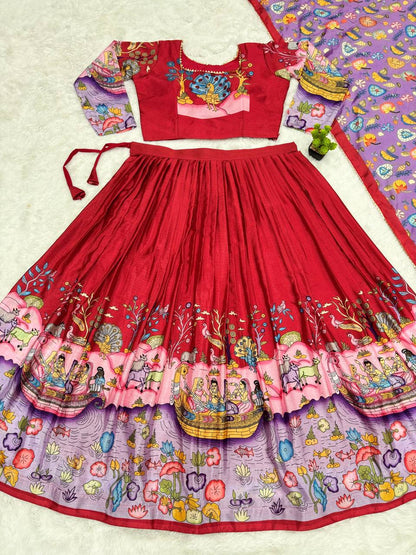 Exquisite Kalamkari Lehenga in Rich Multicolor Design – Perfect for Cultural & Festive Events